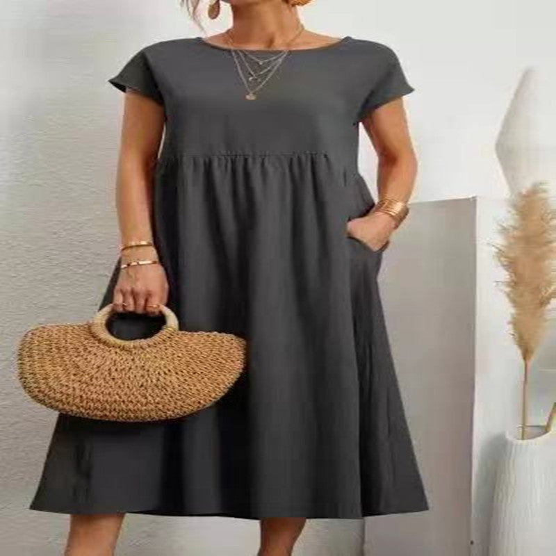 Baumwoll-Leinen Kleid von Fudus, ärmellos, mit Taschen