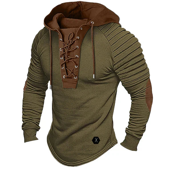 Amawinc Asher Pull Capuche Tricoté Mélange Laine Cachemire Avec Lacets A L Avant Manches Côtelées Confortable