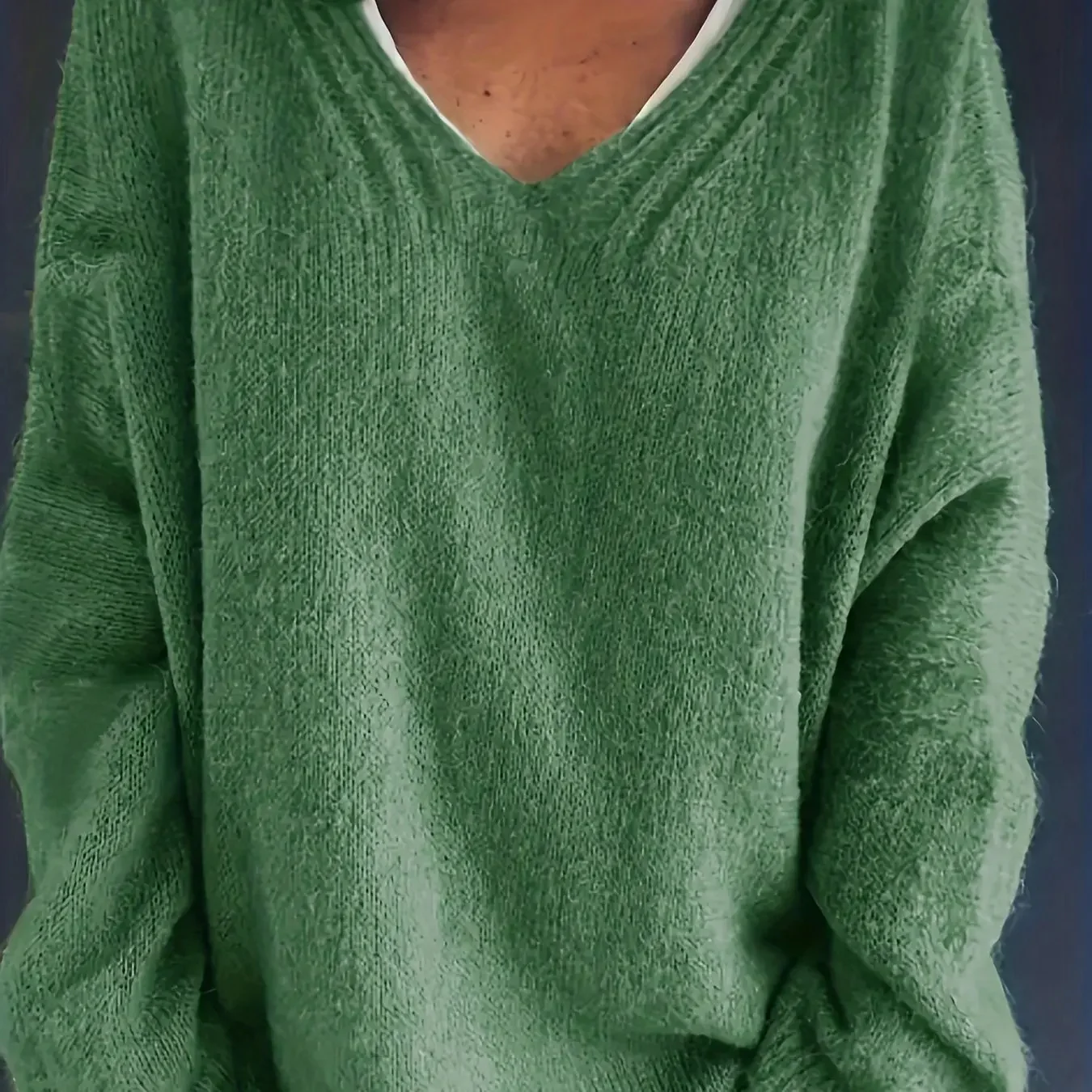 Pull Col V Femme Décontracté En Maille Douce Bords Côtelés Manches Longues Pour Un Style Quotidien