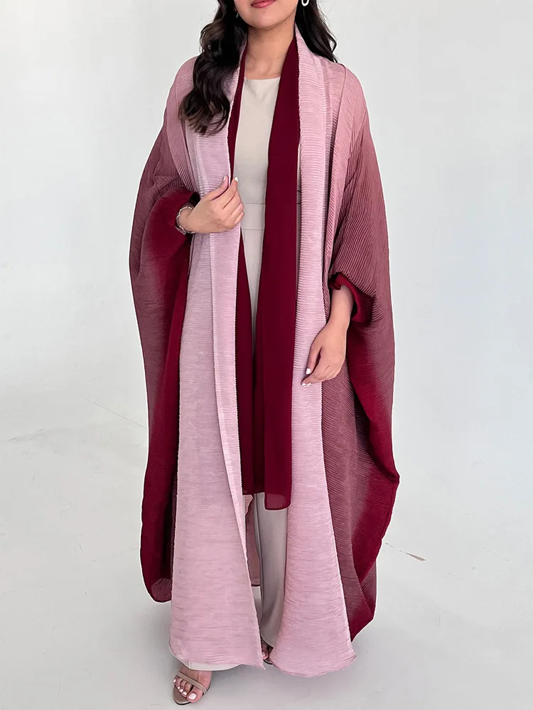 Manteau Trench Femme Oversize Col Châle Texture Plissée Manches Chauve Souris Longueur Totale