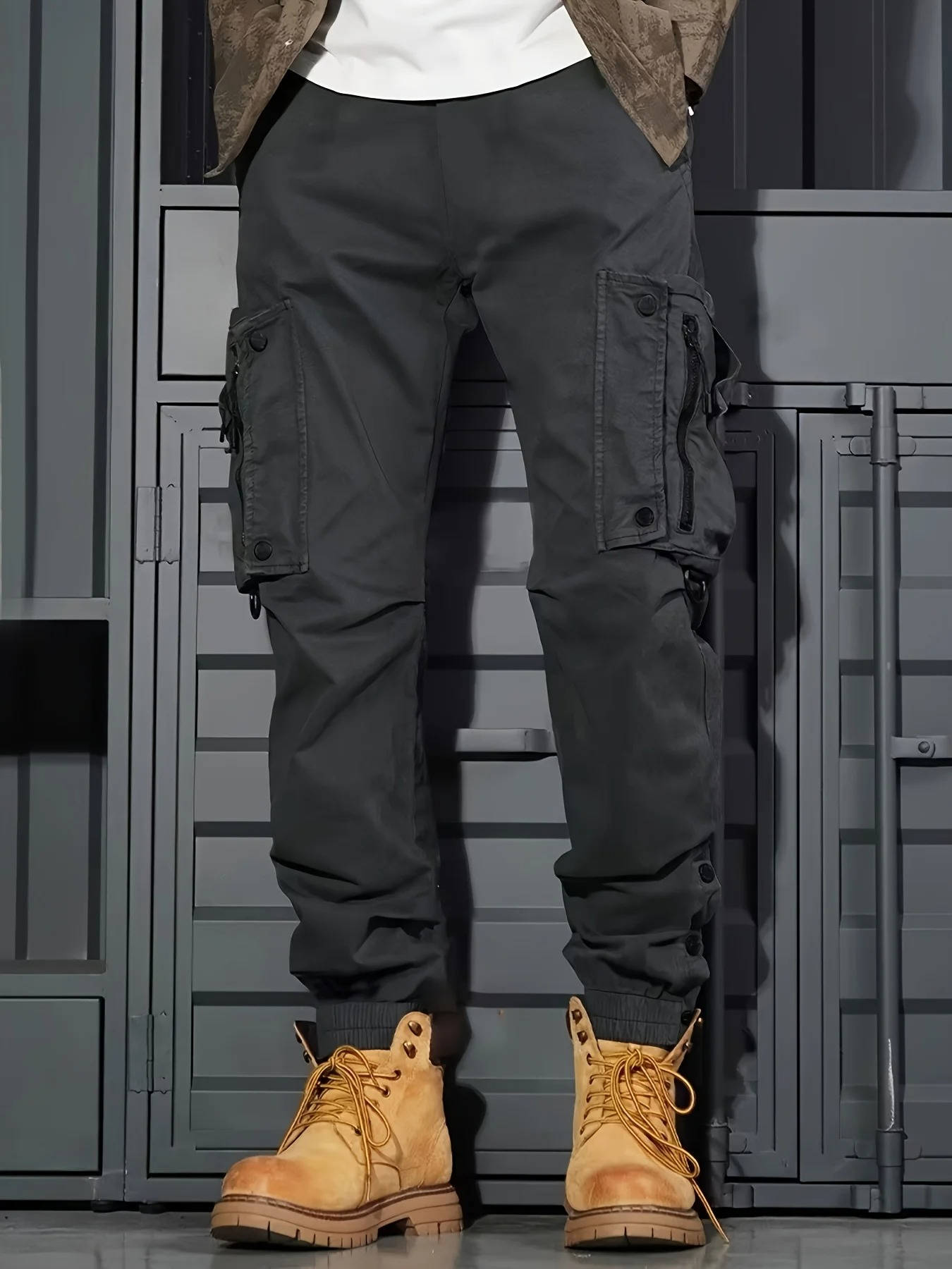 Pantalon Cargo Jogger Homme Durable Kaki Avec Multiples Poches Style Tactique Pour Plein Air