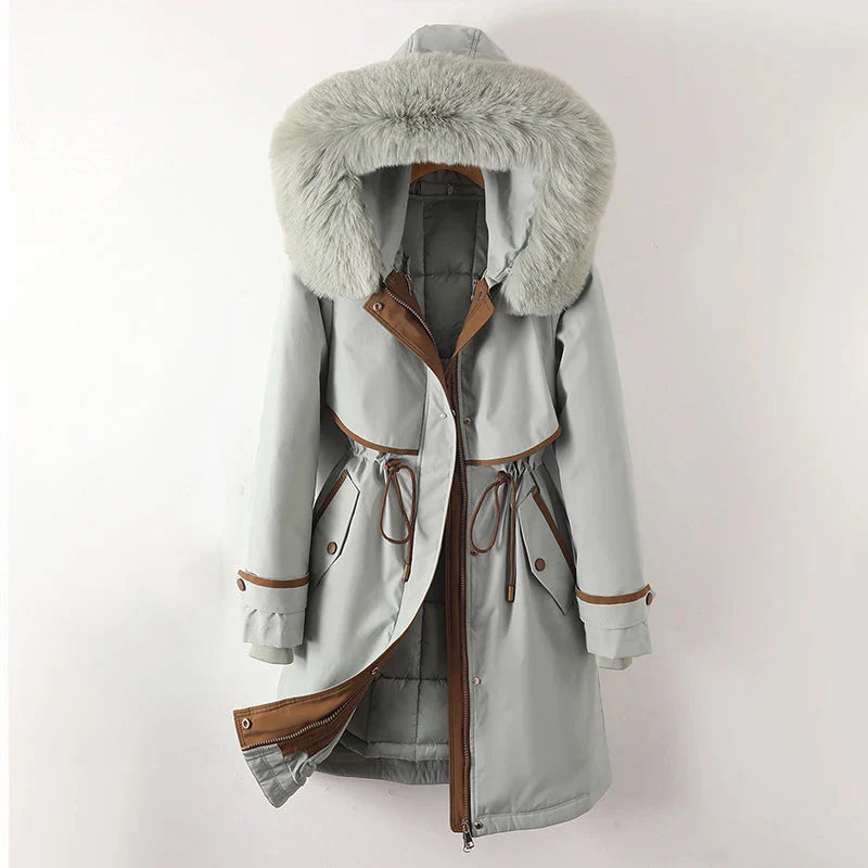 Parka Femme Nordisk-Flair Avec Doublure Matelassée Capuche À Fourrure Taille Ajustable Fermeture Éclair