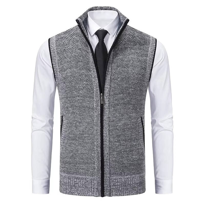 Gilet Homme En Tweed Laine Zip Front Pour Tenues Formelles Et Décontractées Amawinc Premium