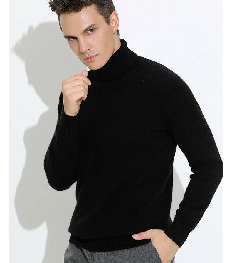 Amawinc Pull Homme Cachemire Col Roulé Slim Fit Luxe Pour Style Smart Casual Raffiné