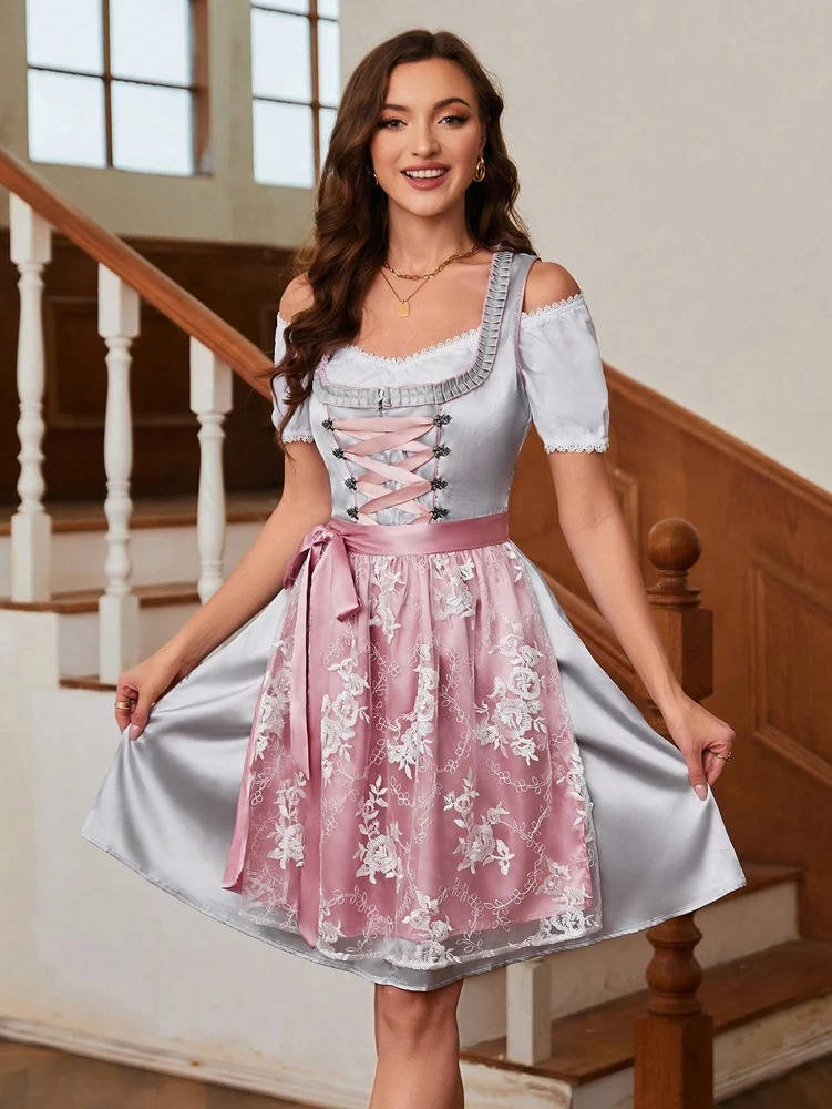 Robe Dirndl Turquoise Amawinc Ensemble Complet Pour Festivités Bavaroises Et Célébrations Thématiques