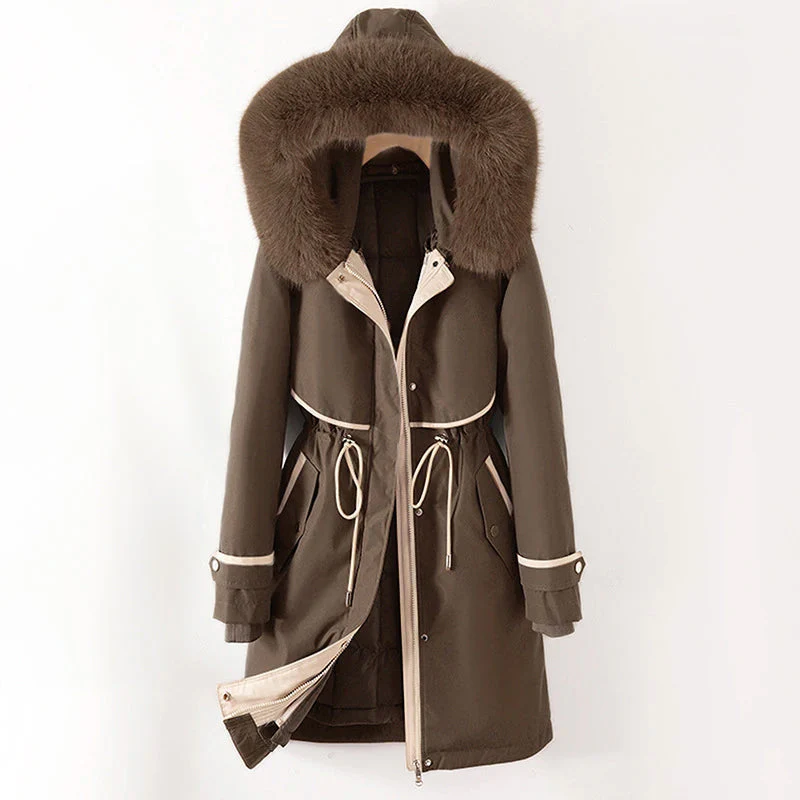 Parka Femme Nordisk-Flair Avec Doublure Matelassée Capuche À Fourrure Taille Ajustable Fermeture Éclair