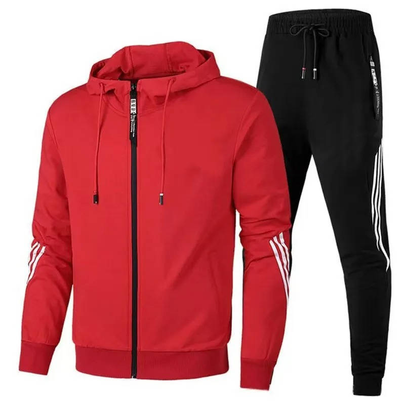 Survêtement Homme 2 Pièces Zippé À Capuche Et Jogging Pour Entraînement Et Vie Quotidienne Confortable