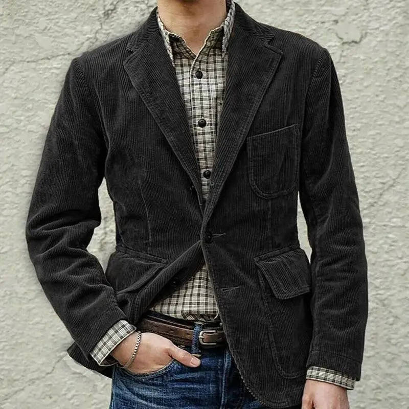 Veste Velours Cotele Marron Amawinc Pour Style Smart Casual Polyvalente Pour Quotidien Et Affaires Décontractées