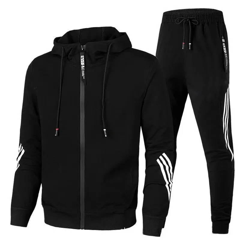 Survêtement Homme 2 Pièces Zippé À Capuche Et Jogging Pour Entraînement Et Vie Quotidienne Confortable
