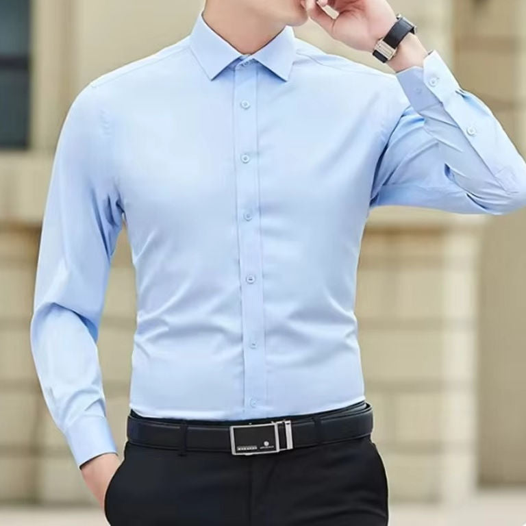 Chemise Homme À Manches Longues Sans Poche Amawinc Confort Toute La Journée Et Résistante Aux Plis