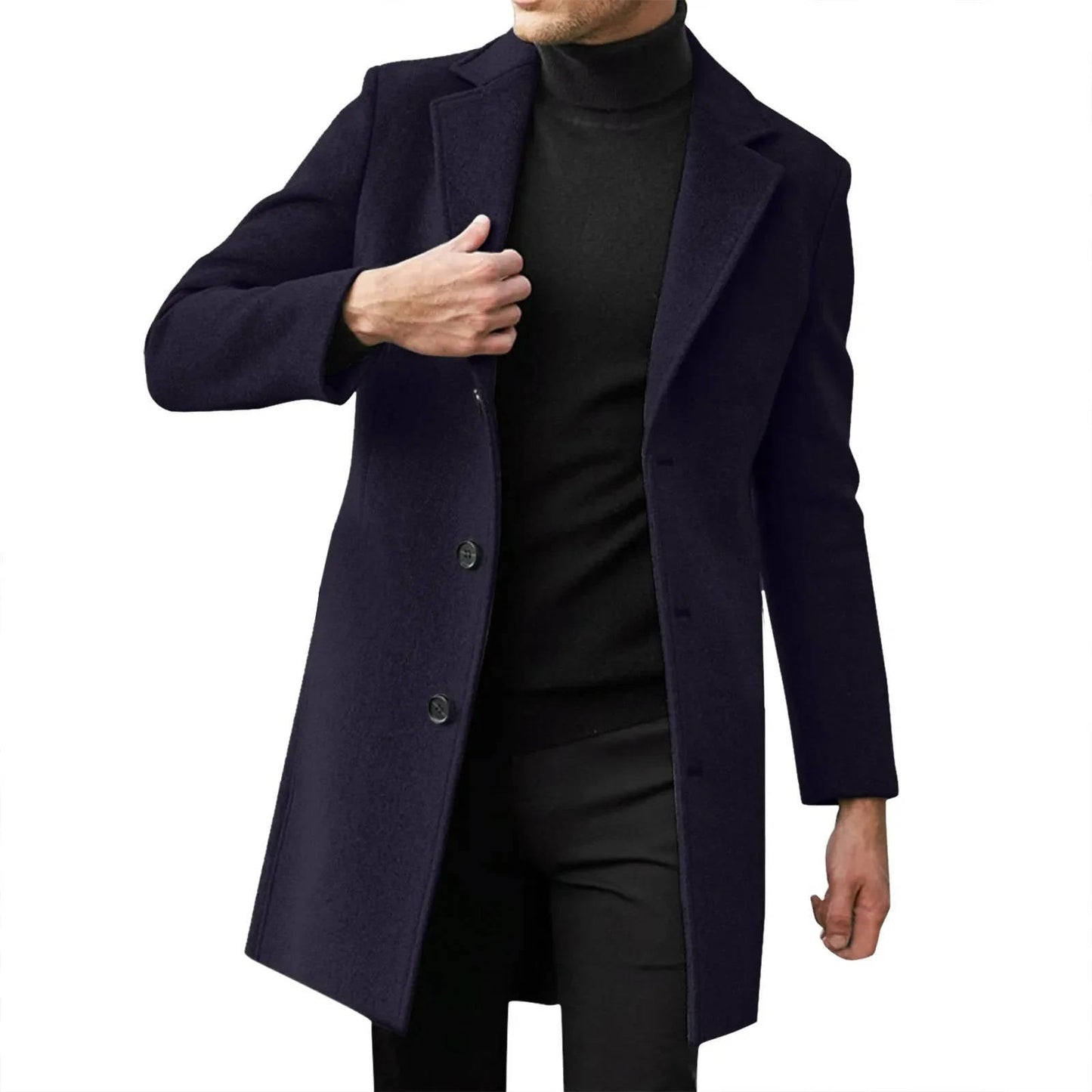 Amawinc Manteau Long Pour Homme En Laine Hivernale Slim Fit Longline Pour Affaires Formelles