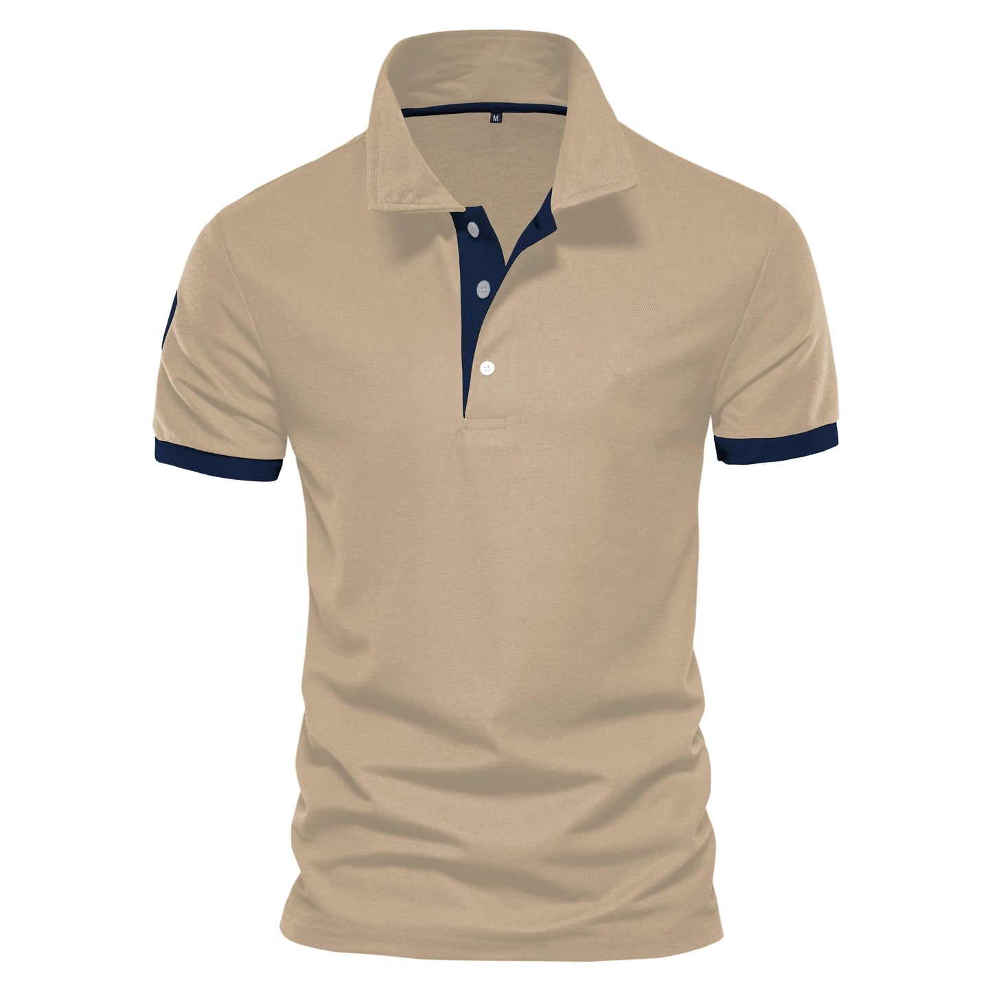 Amawinc Polo Homme Slim Fit Marine Avec Patte de Boutonnage et Poignets Orange Pour Look Décontracté Chic