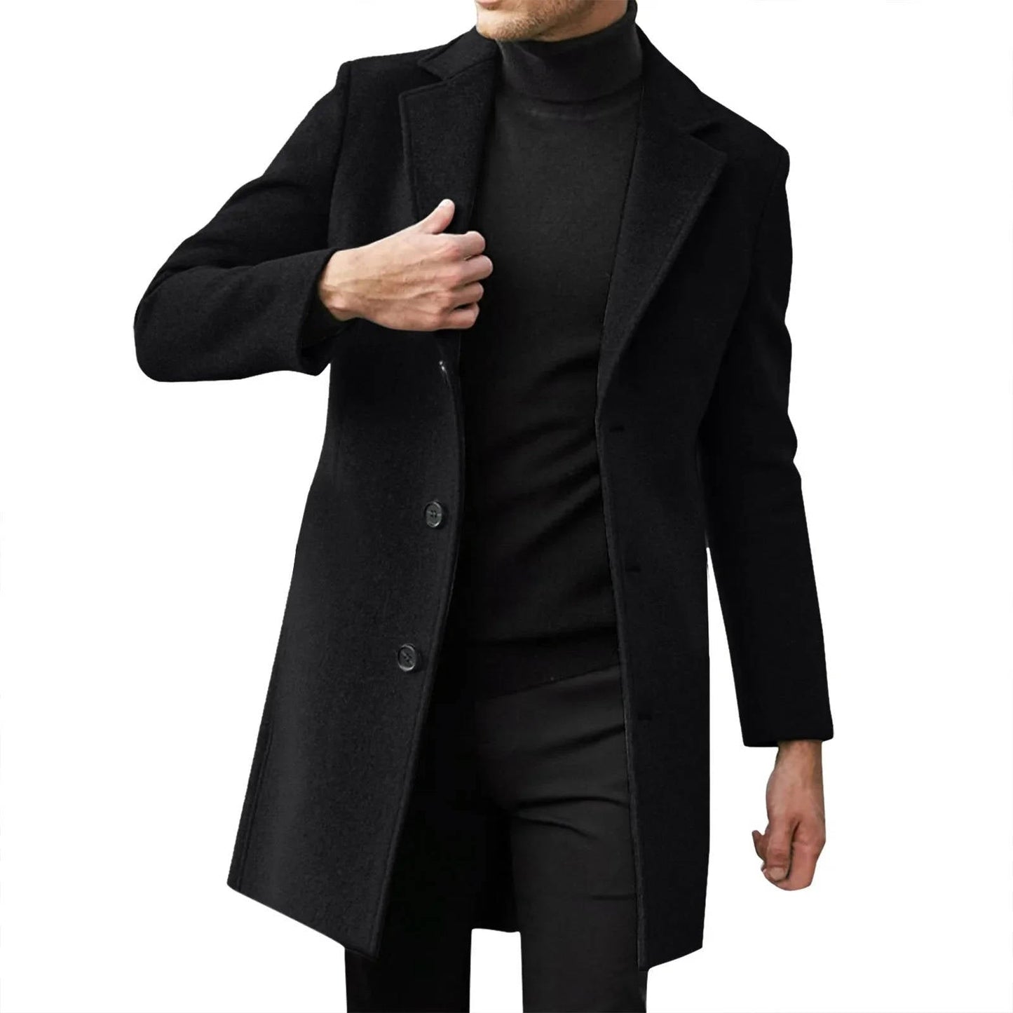 Amawinc Manteau Long Pour Homme En Laine Hivernale Slim Fit Longline Pour Affaires Formelles