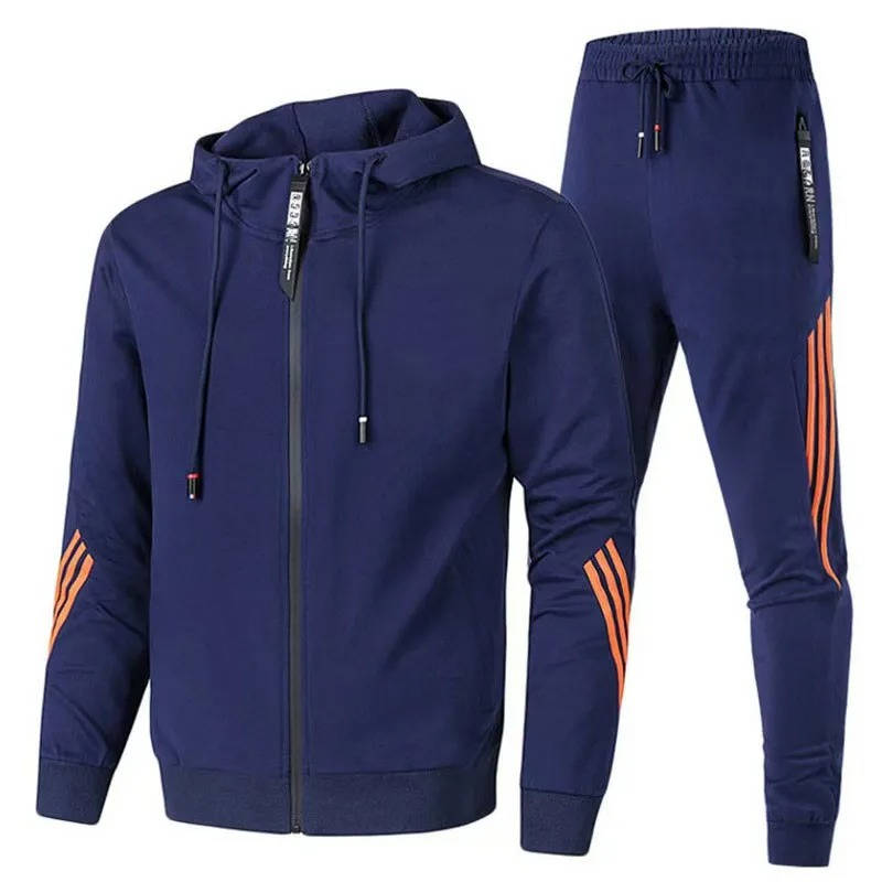 Survêtement Homme 2 Pièces Zippé À Capuche Et Jogging Pour Entraînement Et Vie Quotidienne Confortable