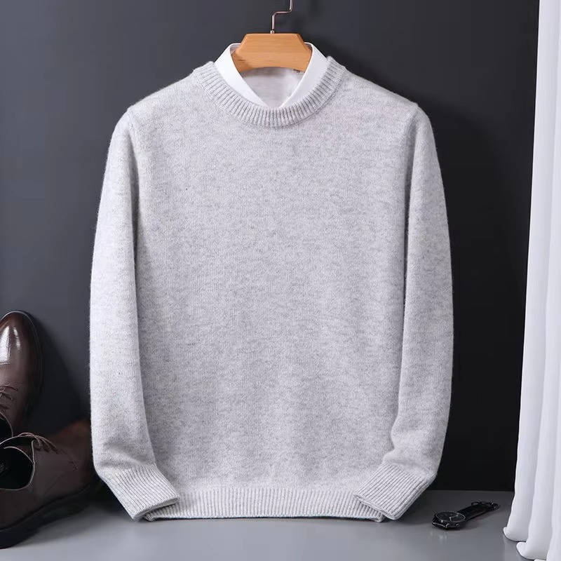 Amawinc Pull Homme Bleu Clair Col Montant Factice Détail Maille Confortable Pour Tous Les Jours