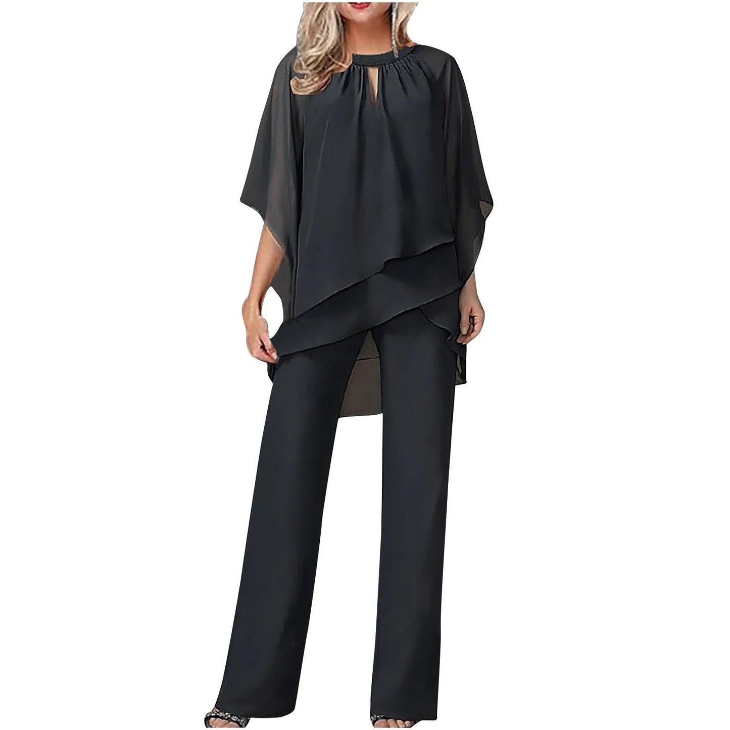 Costume Pantalon Féminin Festif En Chiffon Élégant Pour Femmes Pour Réunions Professionnelles Et Célébrations