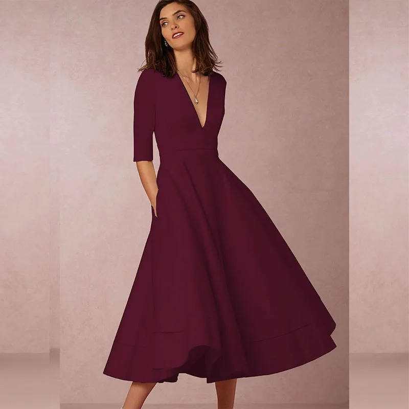 Robe Décolletée en V Profond pour Occasion Spéciale Amawinc Élégante et Polyvalente