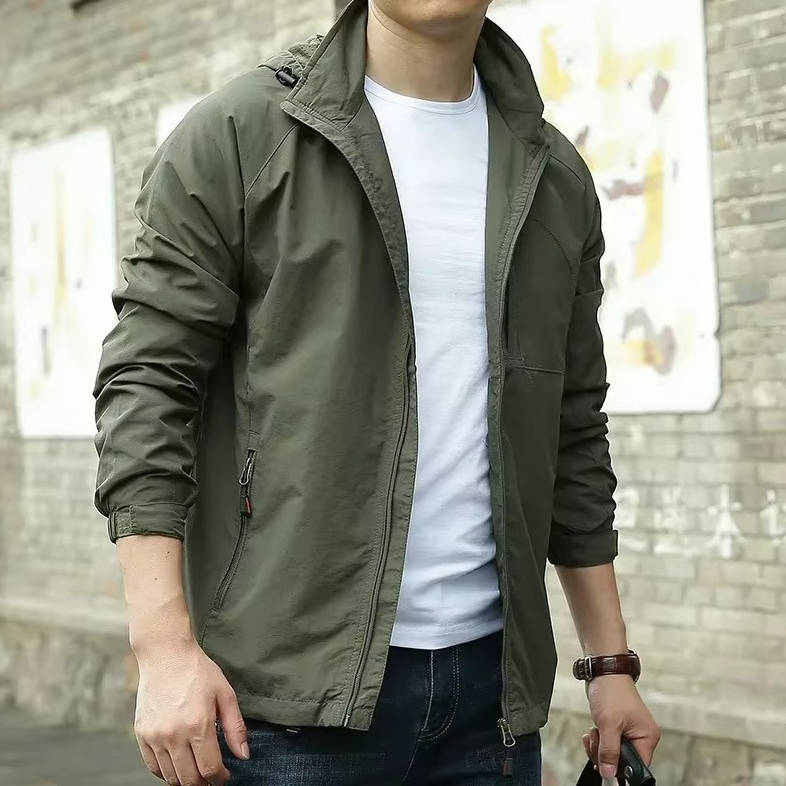 Veste Utilitaire Légère Pour Homme Amawinc Coupe Vent Imperméable Avec Poches Zippées