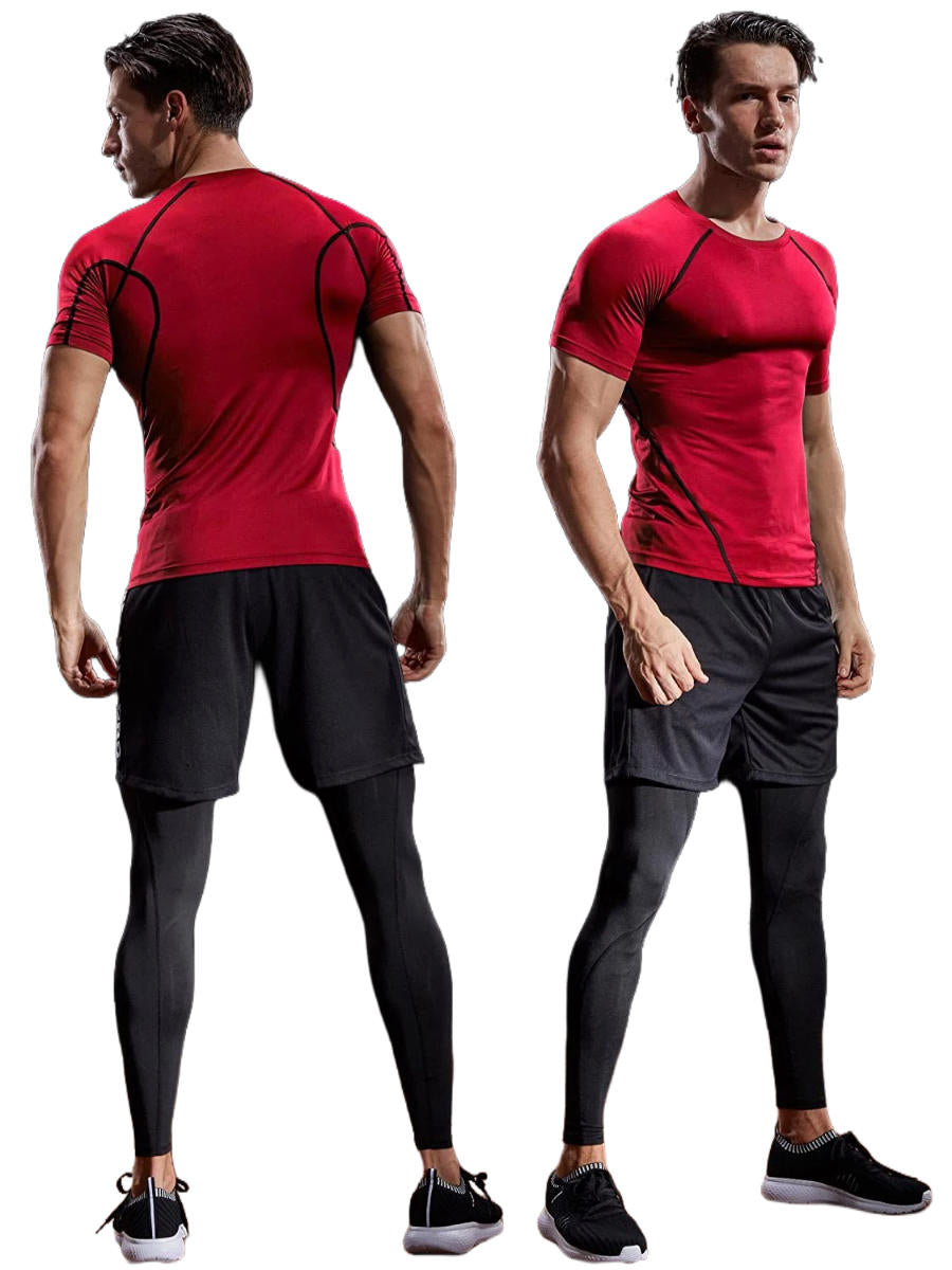 Maillot De Compression Homme À Manches Courtes Pour Entraînement Et Performance Avec Évacuation De L'Humidité