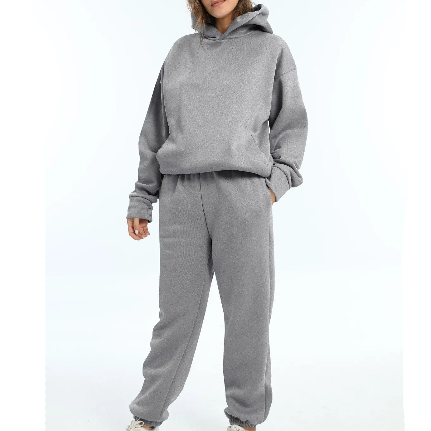 Ensemble Jogger Oversize Pour Femme Deux Pièces Avec Hoodie Confort Durable Et Silhouette Élégante Amawinc
