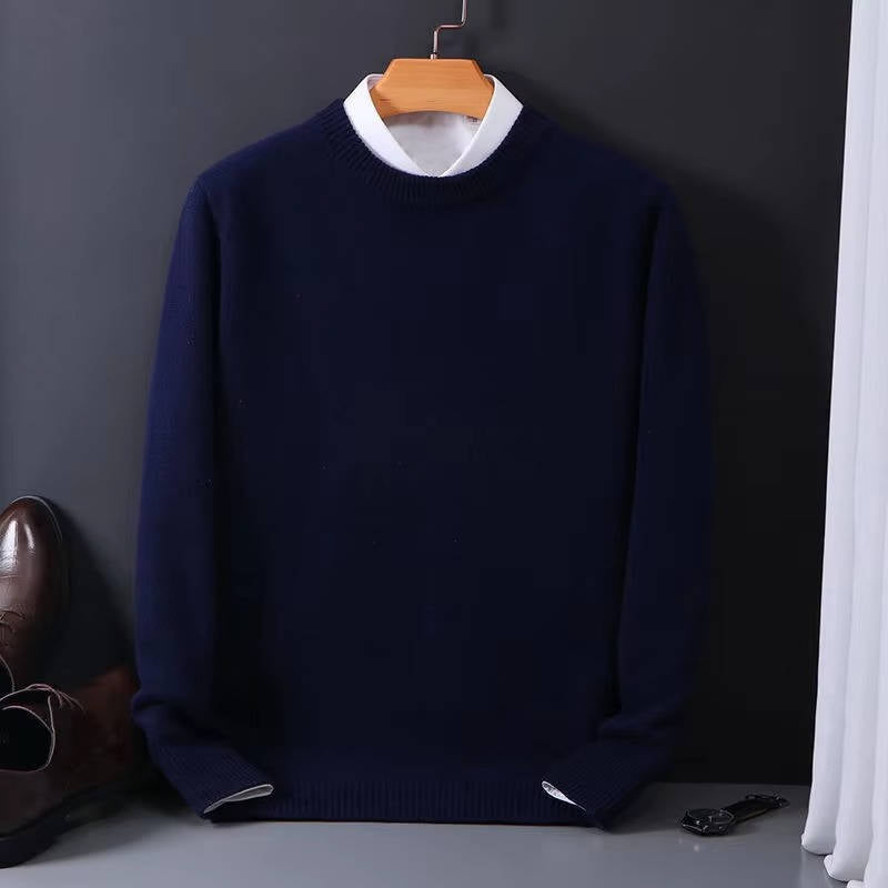 Amawinc Pull Homme Bleu Clair Col Montant Factice Détail Maille Confortable Pour Tous Les Jours