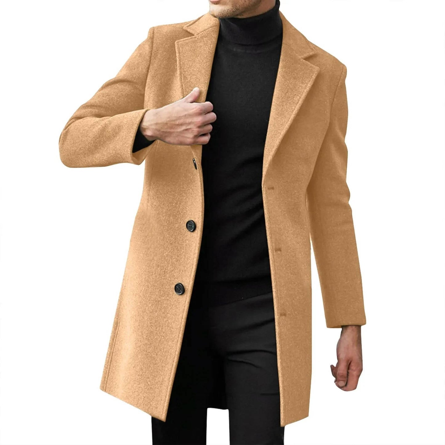 Amawinc Manteau Long Pour Homme En Laine Hivernale Slim Fit Longline Pour Affaires Formelles