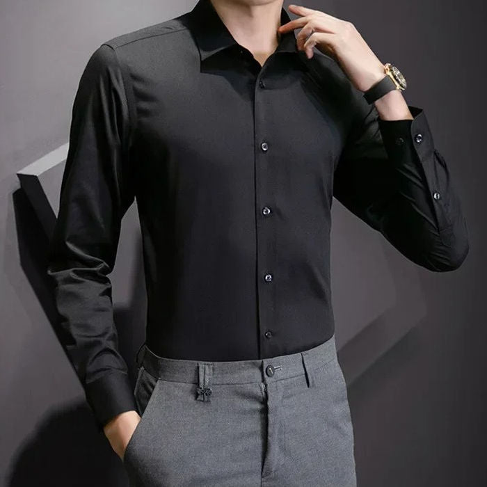 Chemise Homme À Manches Longues Sans Poche Amawinc Confort Toute La Journée Et Résistante Aux Plis