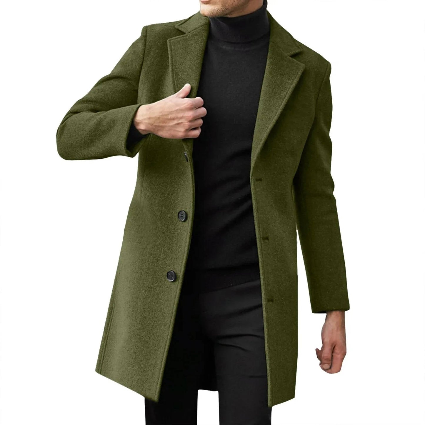 Amawinc Manteau Long Pour Homme En Laine Hivernale Slim Fit Longline Pour Affaires Formelles