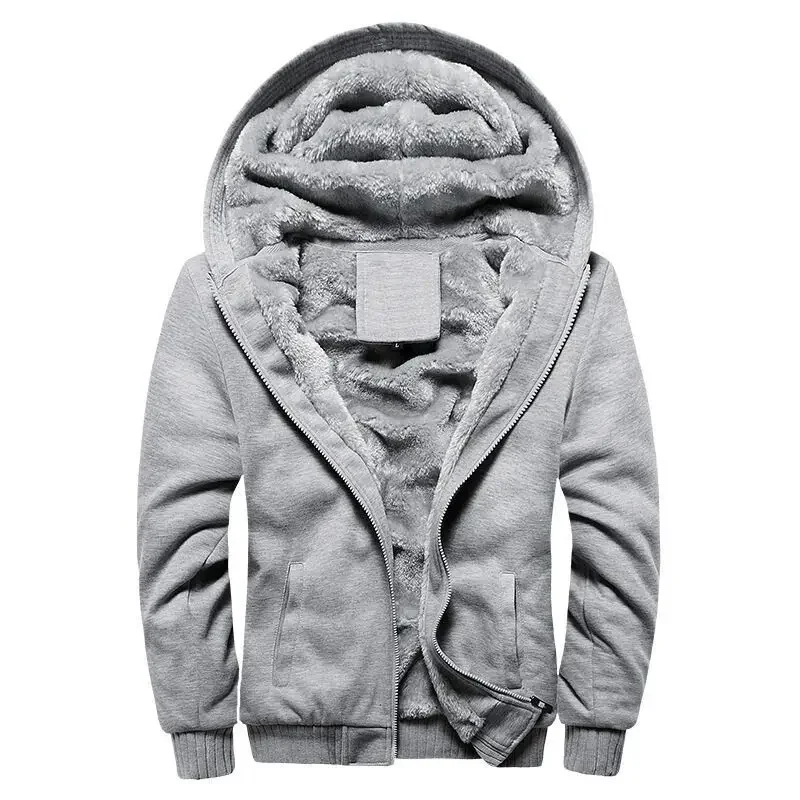 Amawinc Veste Homme À Capuche Doublure Peluche Zip Complet Mélange Coton Coupe Regular Pour Hiver