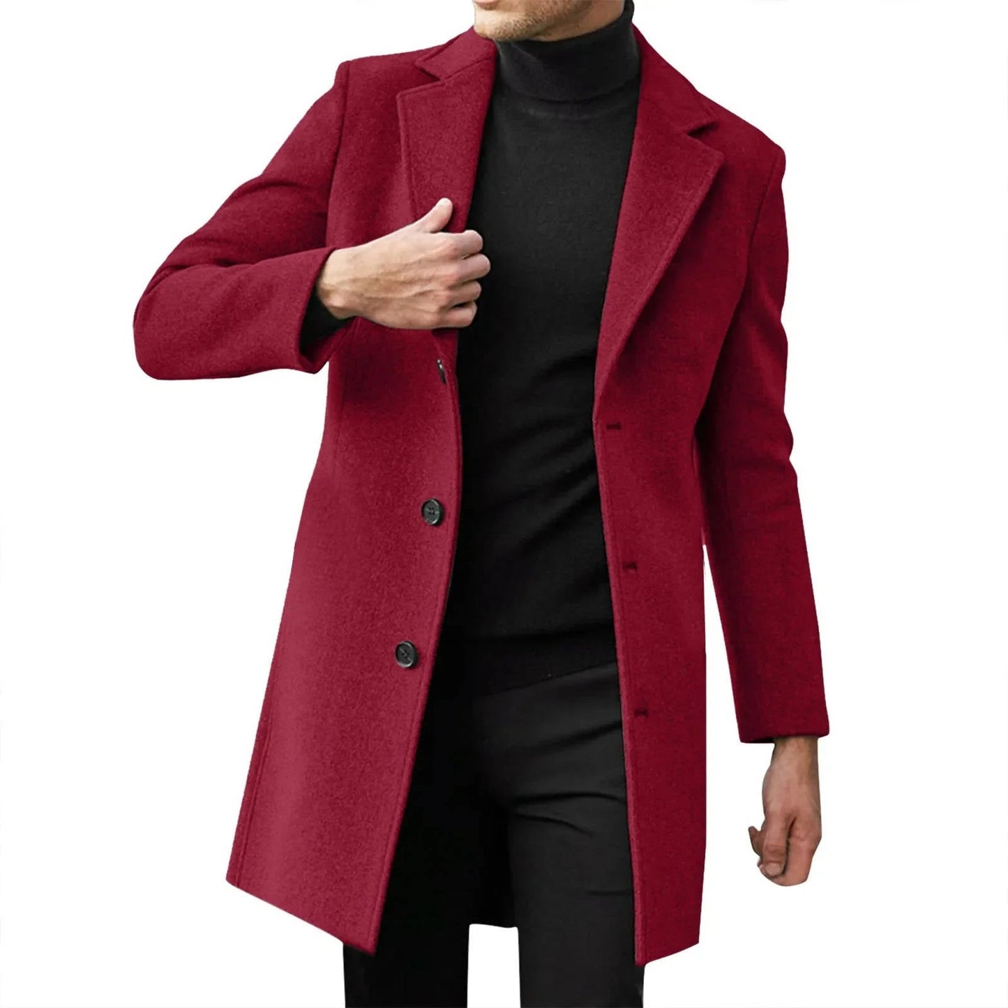 Amawinc Manteau Long Pour Homme En Laine Hivernale Slim Fit Longline Pour Affaires Formelles