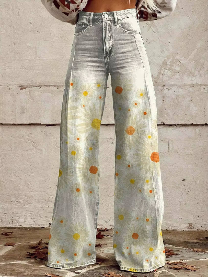 Pantalon Fleuri Pour Femmes Décontracté Parfait Pour Marchés Fermiers Dîners Décontractés Et Brunch