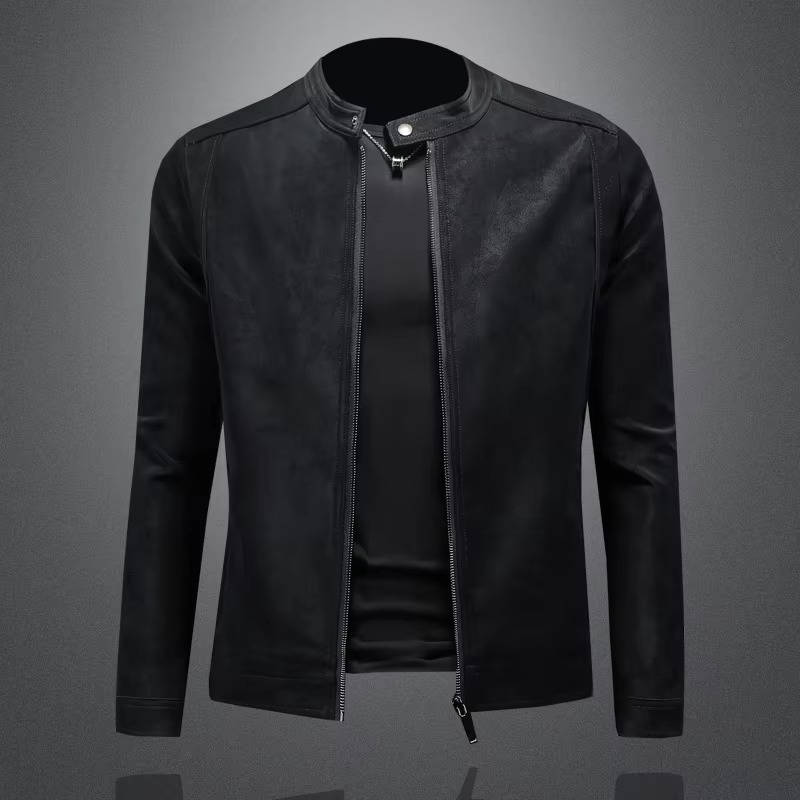 Veste Homme En Cuir Mat Amawinc Col Debout Premium Souple Pour Style Quotidien Et Weekend Décontracté
