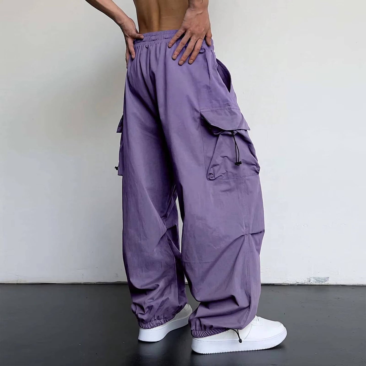 Pantalon Cargo Baggy Homme À Poches Latérales Spacieuses Et Taille À Cordon Confort Durable