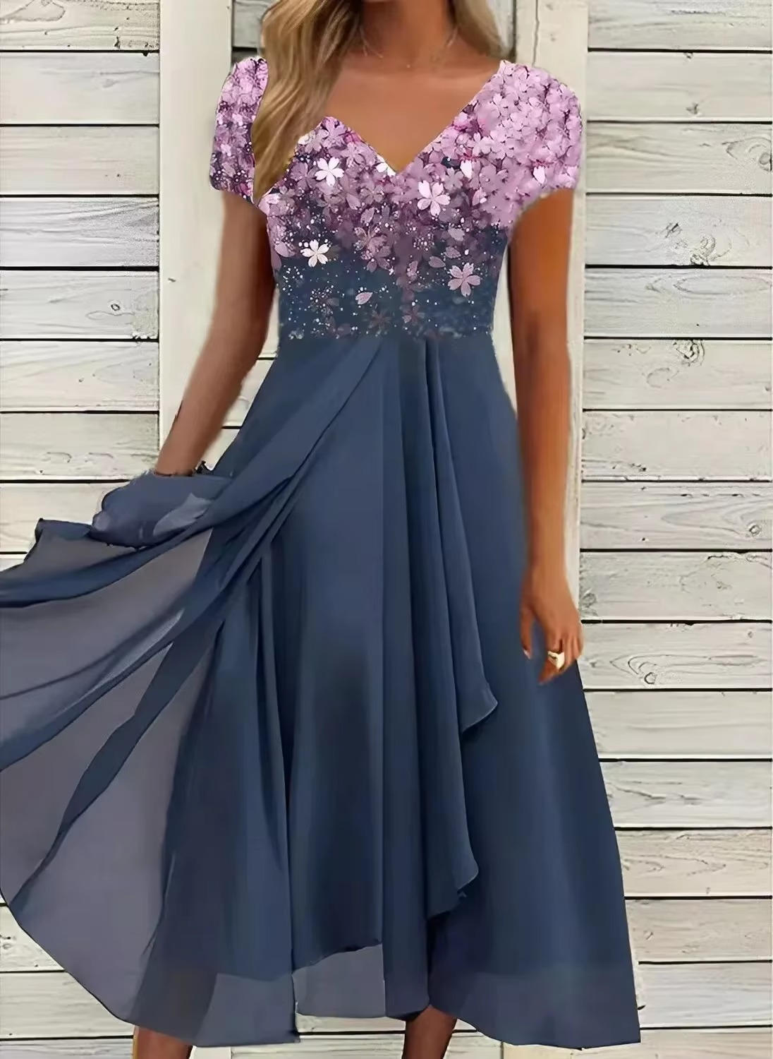 Robe Cocktail En Chiffon Pour Invitée De Mariage Élégante Et Confortable Tout Au Long De La Journée