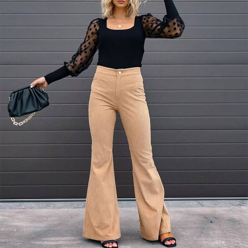 Pantalons Flare En Velours Côtelé Pour Femmes Confort Vintage Et Stretch Tout Au Long De La Journée