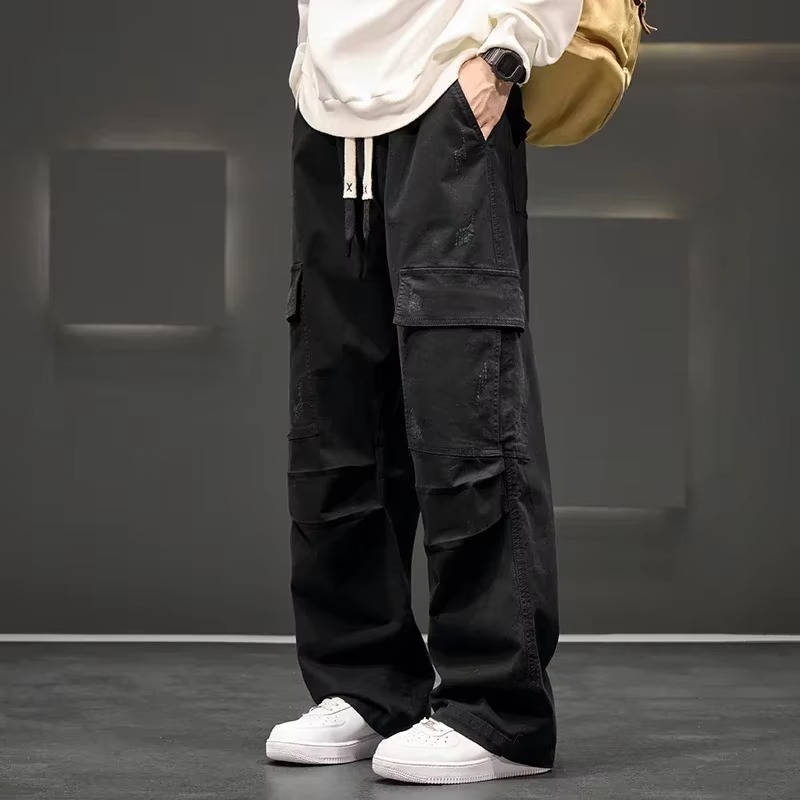 Pantalons Cargo Décontractés Pour Hommes Avec Taille À Cordon Et Nombreuses Poches Utilitaires Par Amawinc