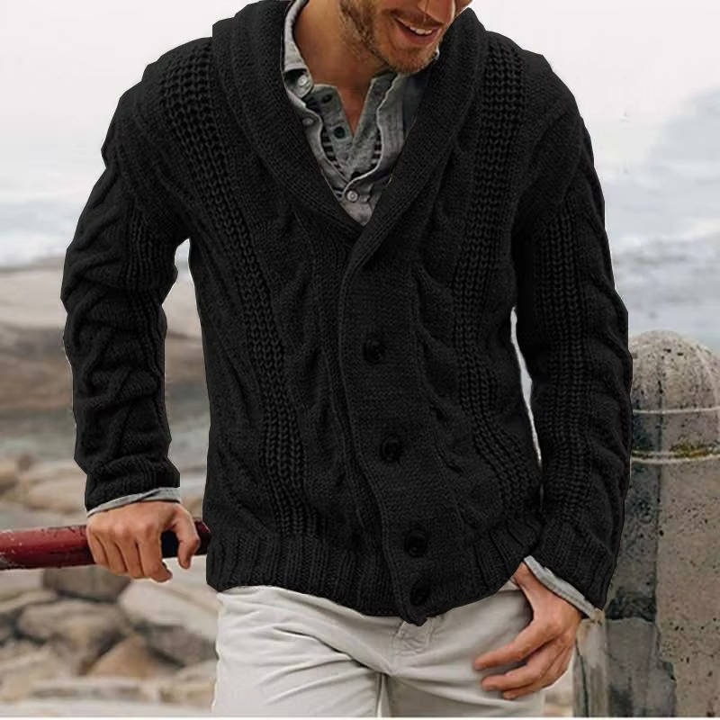 Amawinc Cardigan En Tricot Homme Boutons Devant Maille Câble Pour Bureau Et Loisirs Mélange Acrylique Laine