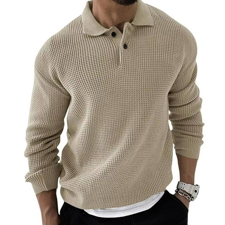 Amawinc Pull Homme En Maille Gaufre À Manches Longues Confort Quotidien Texture Gaufre Douce