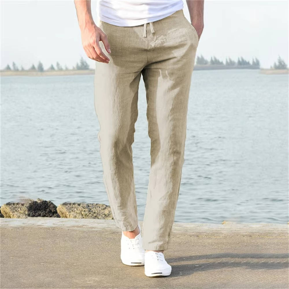 Amawinc Pantalon Homme En Lin Respirant Léger Confort Toute La Journée Pour Bureau Voyage