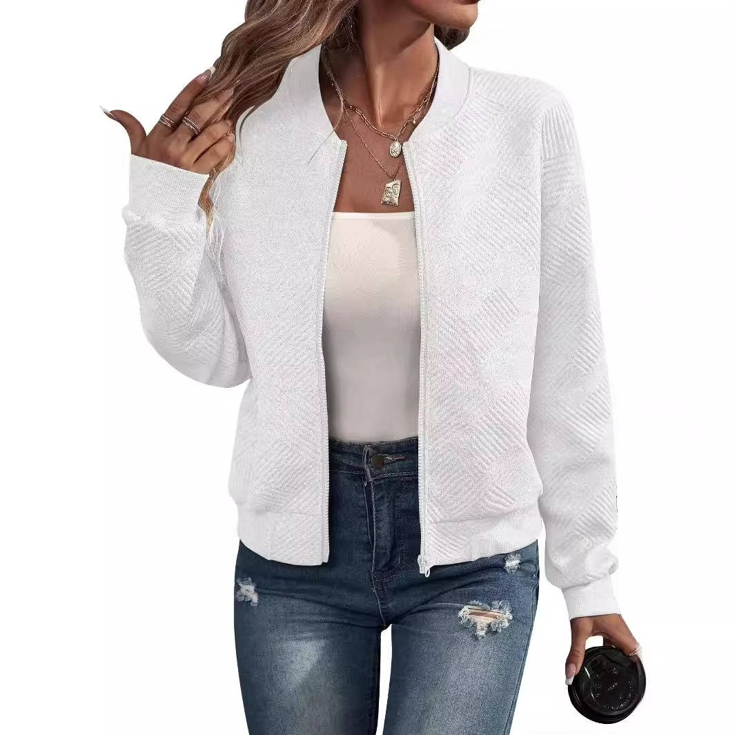 Veste Bomber Zippée Pour Femme Légère Et Confortable En Polyester Doux Pour Tous Les Jours