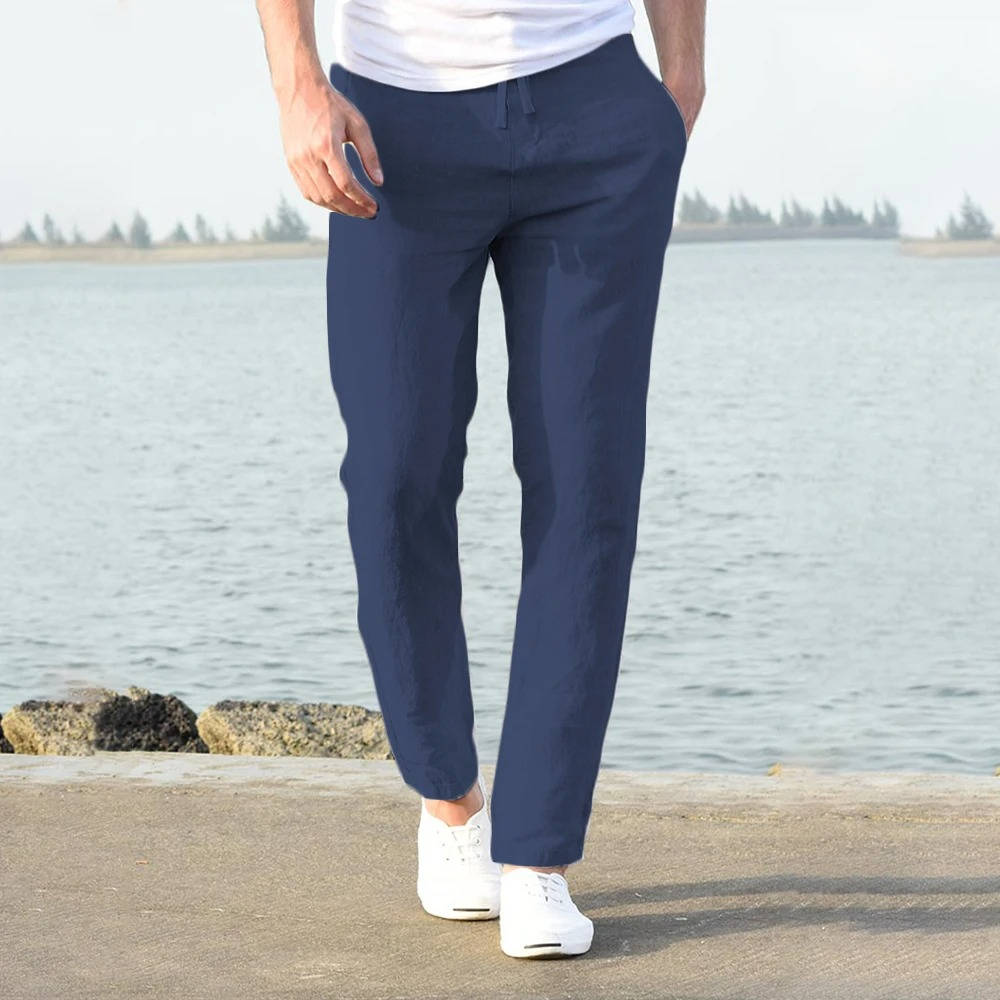Amawinc Pantalon Homme En Lin Respirant Léger Confort Toute La Journée Pour Bureau Voyage