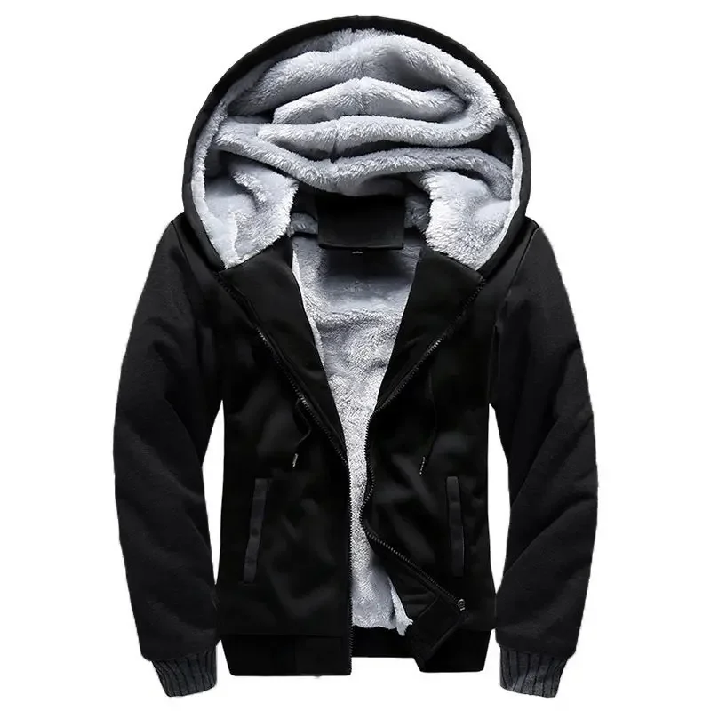 Amawinc Veste Homme À Capuche Doublure Peluche Zip Complet Mélange Coton Coupe Regular Pour Hiver