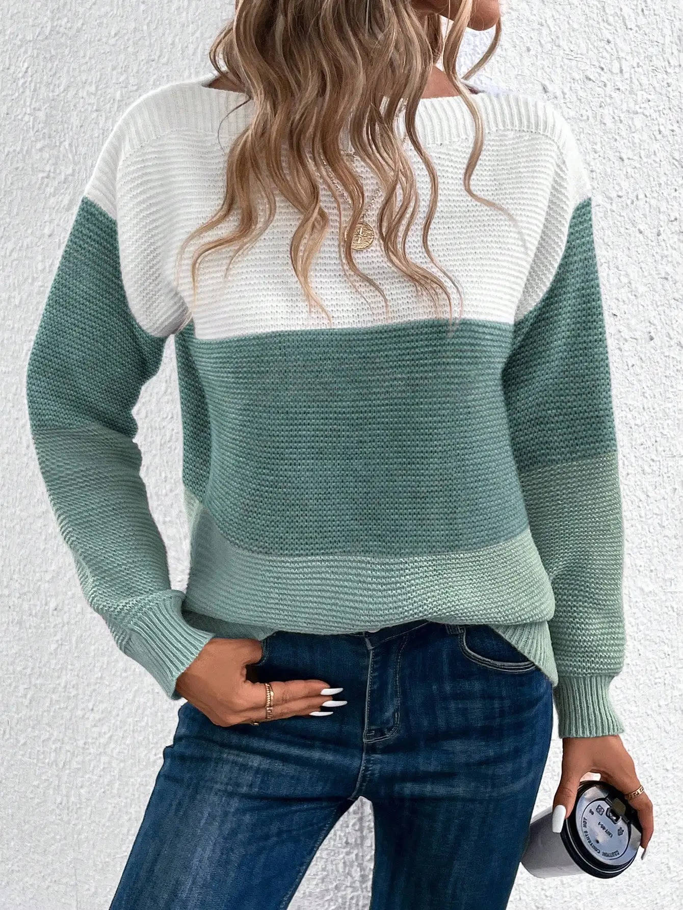 Pull Femme Décontracté Trois Couleurs Coupe Ample Confortable Pour Courses Café Fin De Semaine Et Bureau