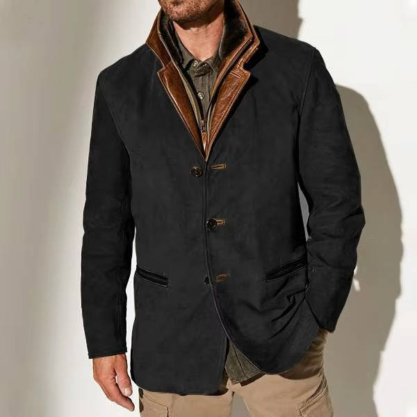 Veste Blazer En Suède Pour Homme Amawinc Olive Marron Avec Garniture En Cuir Élégante Décontractée