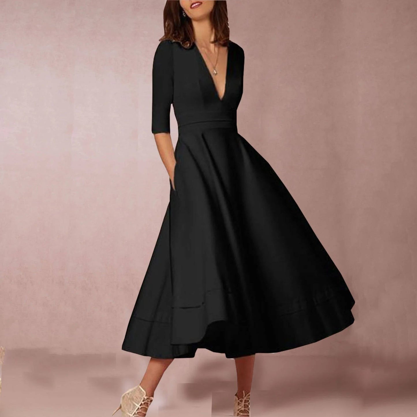 Robe Décolletée en V Profond pour Occasion Spéciale Amawinc Élégante et Polyvalente