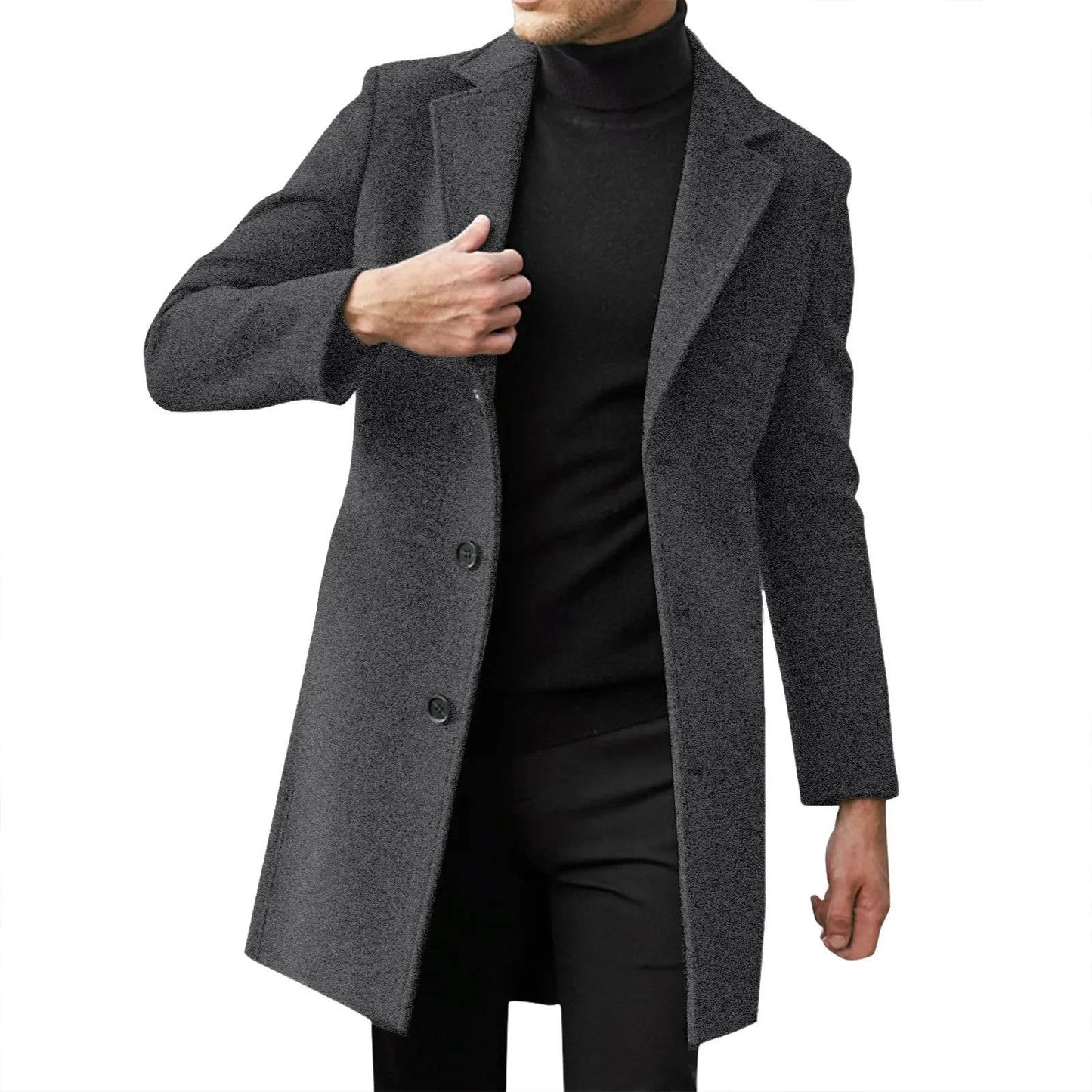 Amawinc Manteau Long Pour Homme En Laine Hivernale Slim Fit Longline Pour Affaires Formelles