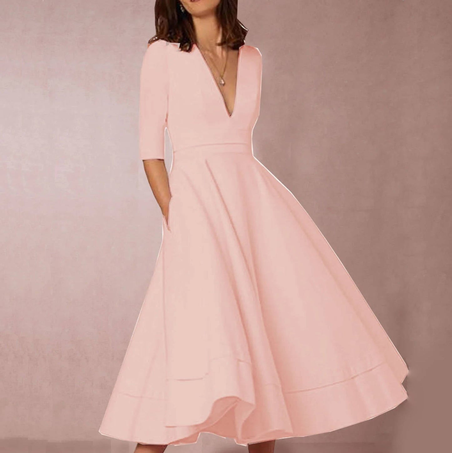 Robe Décolletée en V Profond pour Occasion Spéciale Amawinc Élégante et Polyvalente
