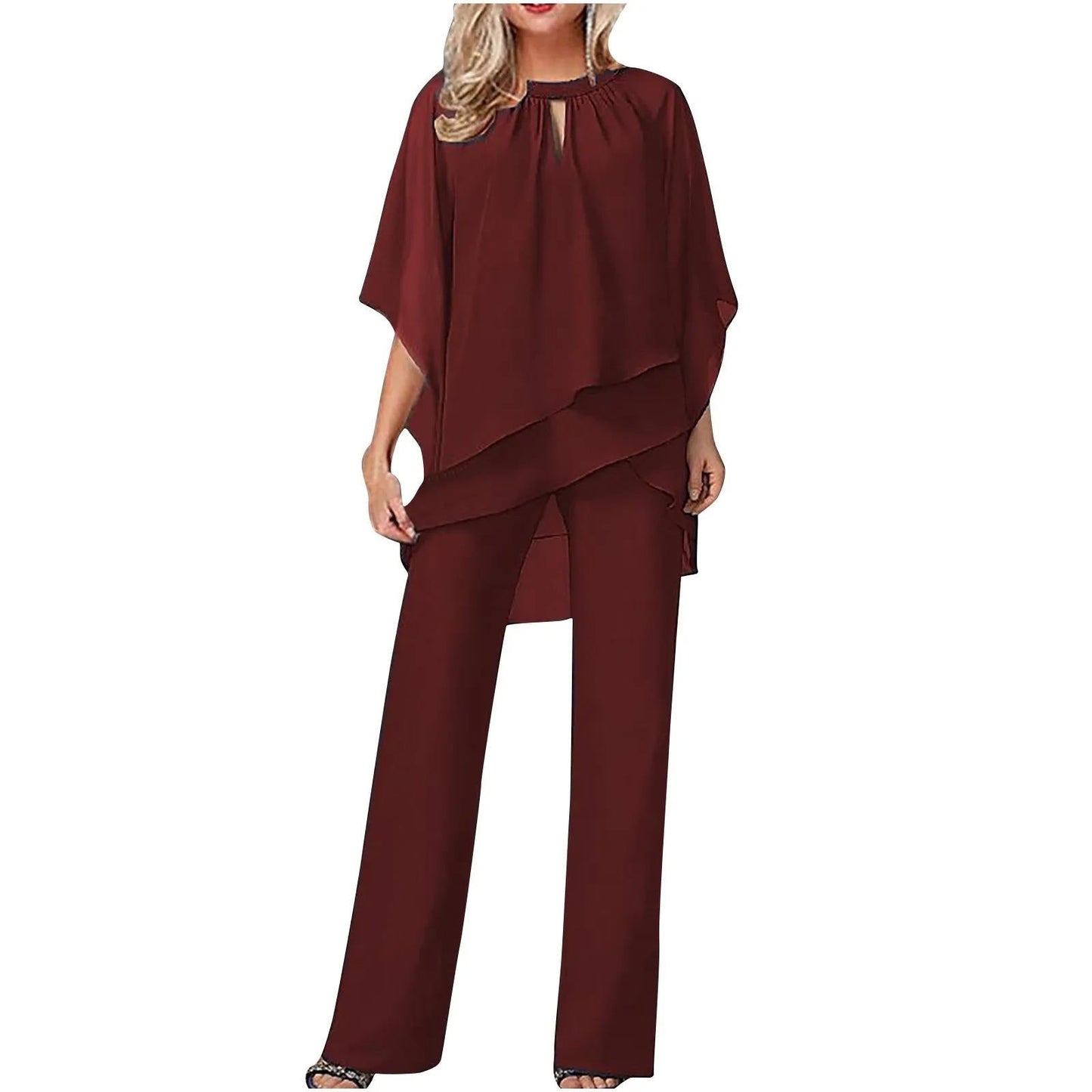 Costume Pantalon Féminin Festif En Chiffon Élégant Pour Femmes Pour Réunions Professionnelles Et Célébrations