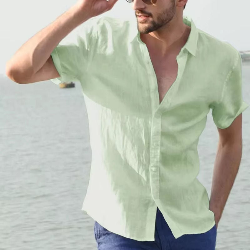 Chemise Homme en Lin Été Léger Respirante pour Temps Chaud Bureau Décontracté Quotidien