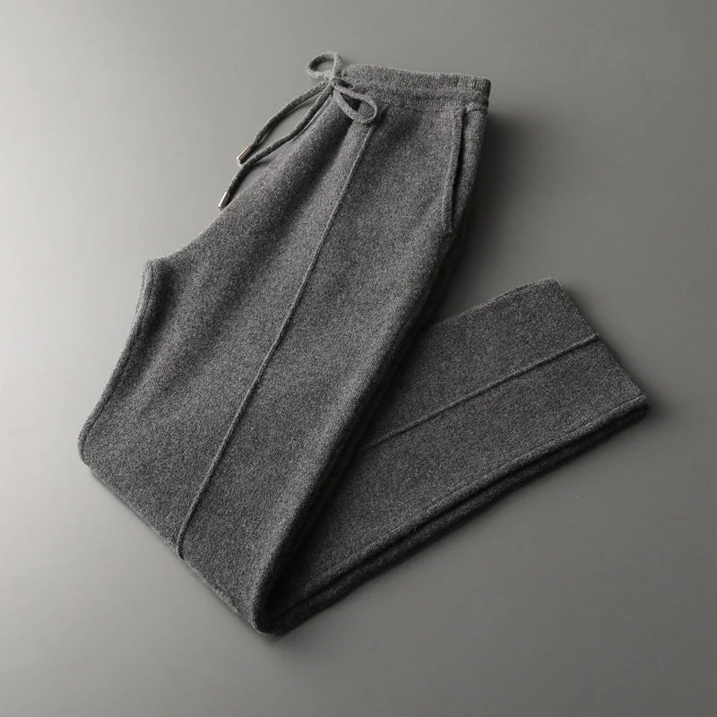 Pantalon Homme En Maille À Coupe Décontractée Avec Taille Élastique Et Poches Avant Amawinc
